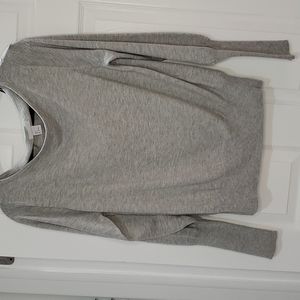 H&M WOOL BLEND BOAT NECK, RIBBED SLEEVES, LIGHT GRAY, LARGE